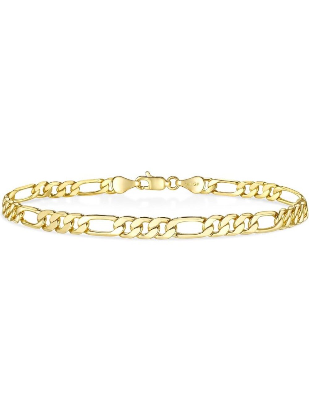 Dainty 14K Gold Figaro Bracelet for Men & Women - Diamond-Cut, Stackable